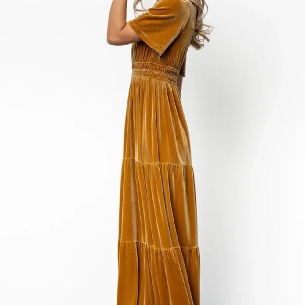 NWT Baltic Born Artemis Velvet Maxi Dress XL Dark Gold - Picture 2 of 7